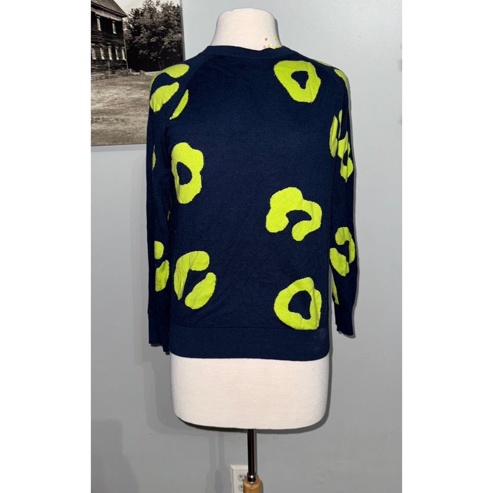 WISPR‎ blue green cheetah sustainable cotton blend lightweight sweater small